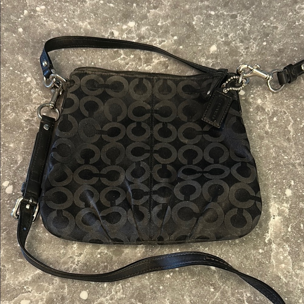 Coach Black Crossbody Bag with Monogram Pattern